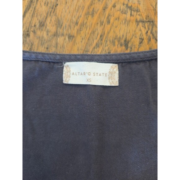 ALTAR'D STATE Washed Black Tiered Babydoll Dress Sz XS Pockets Raw Hem - Picture 5 of 8